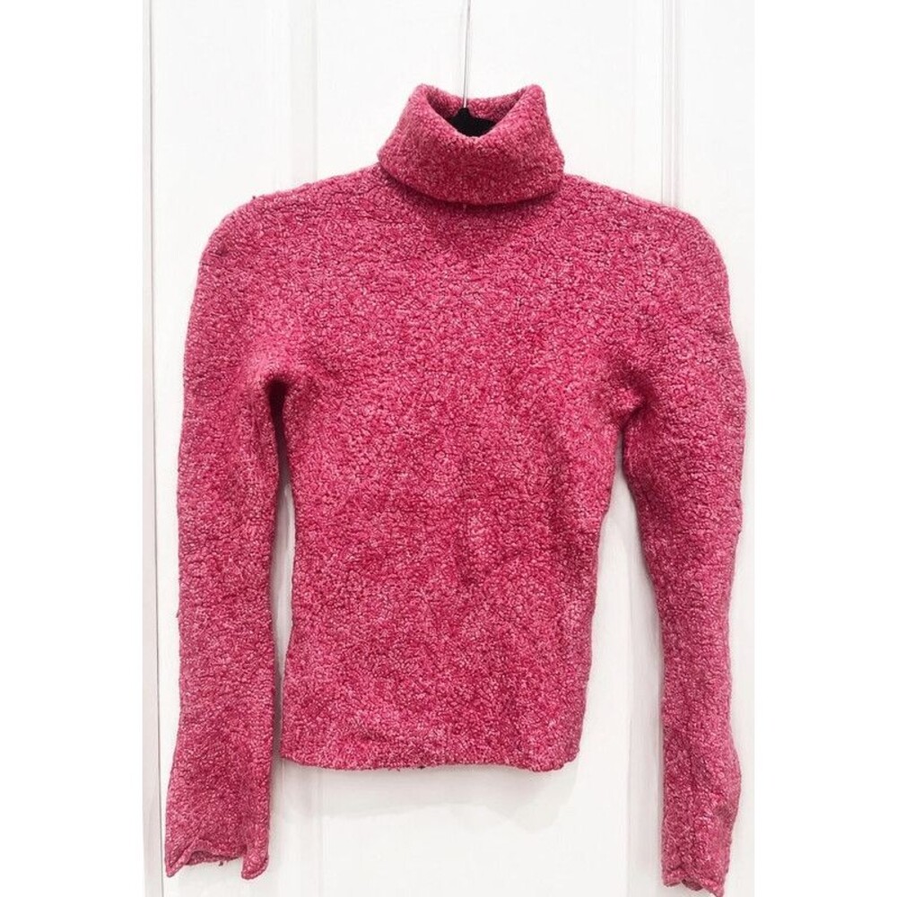 Moda International Women’s XS Pink Bouclé Turtleneck Sweater